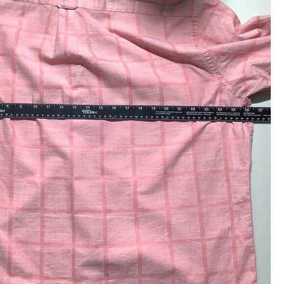 IZOD Mens Pink Size XXL Short Sleeve Shirt – Button Front, Plaid Check, Casual - Picture 5 of 6